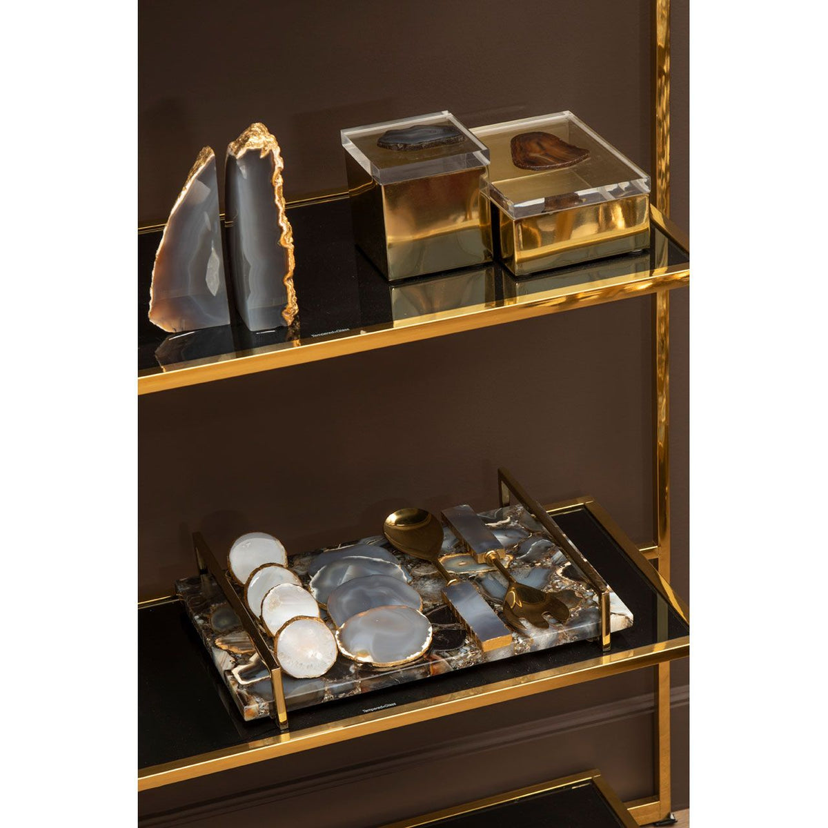 Bowerbird Black Agate Large Tray 40cm