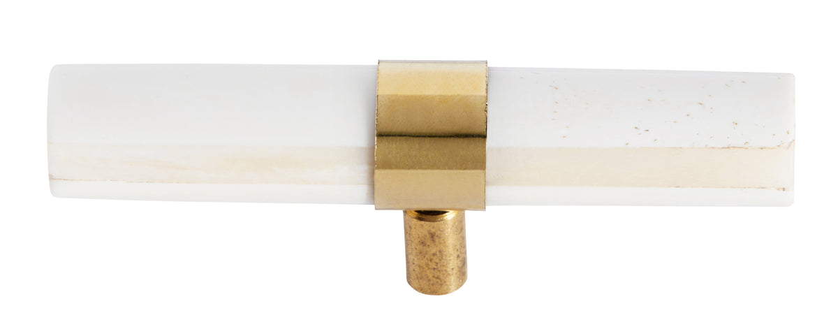 Knob Hook - White Bone Brass Set of 2