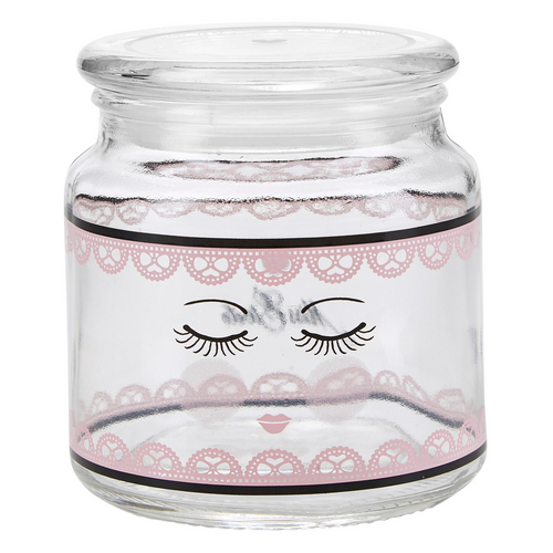 Miss Etoile Closed Eyes Lace Jar Glass - SAK Home