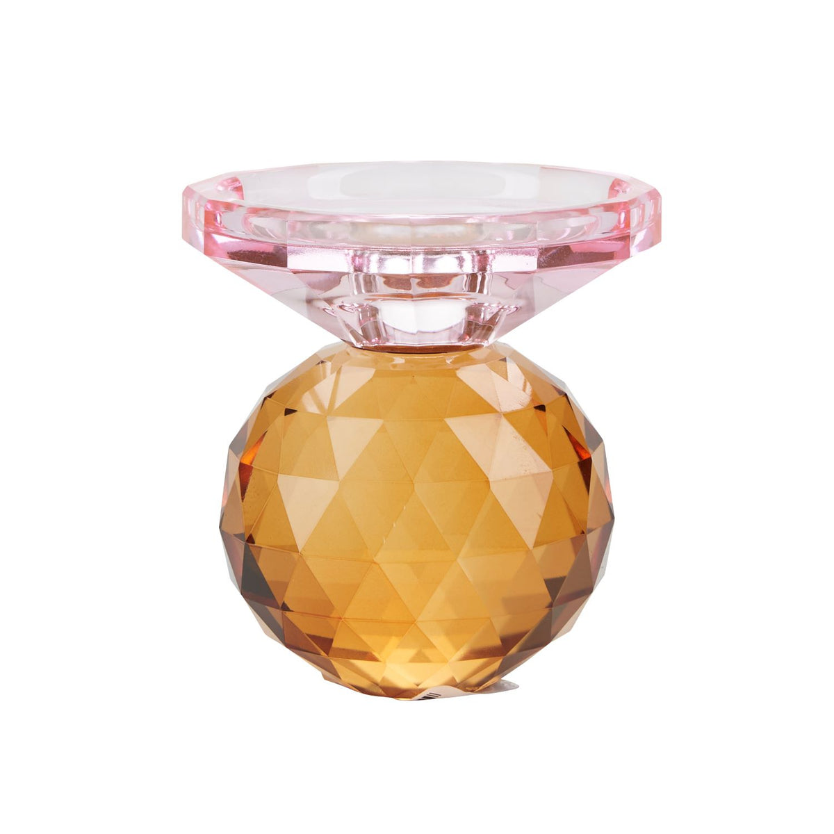 Miss Etoile Amber and Yellow Round Crystal Candle Holder