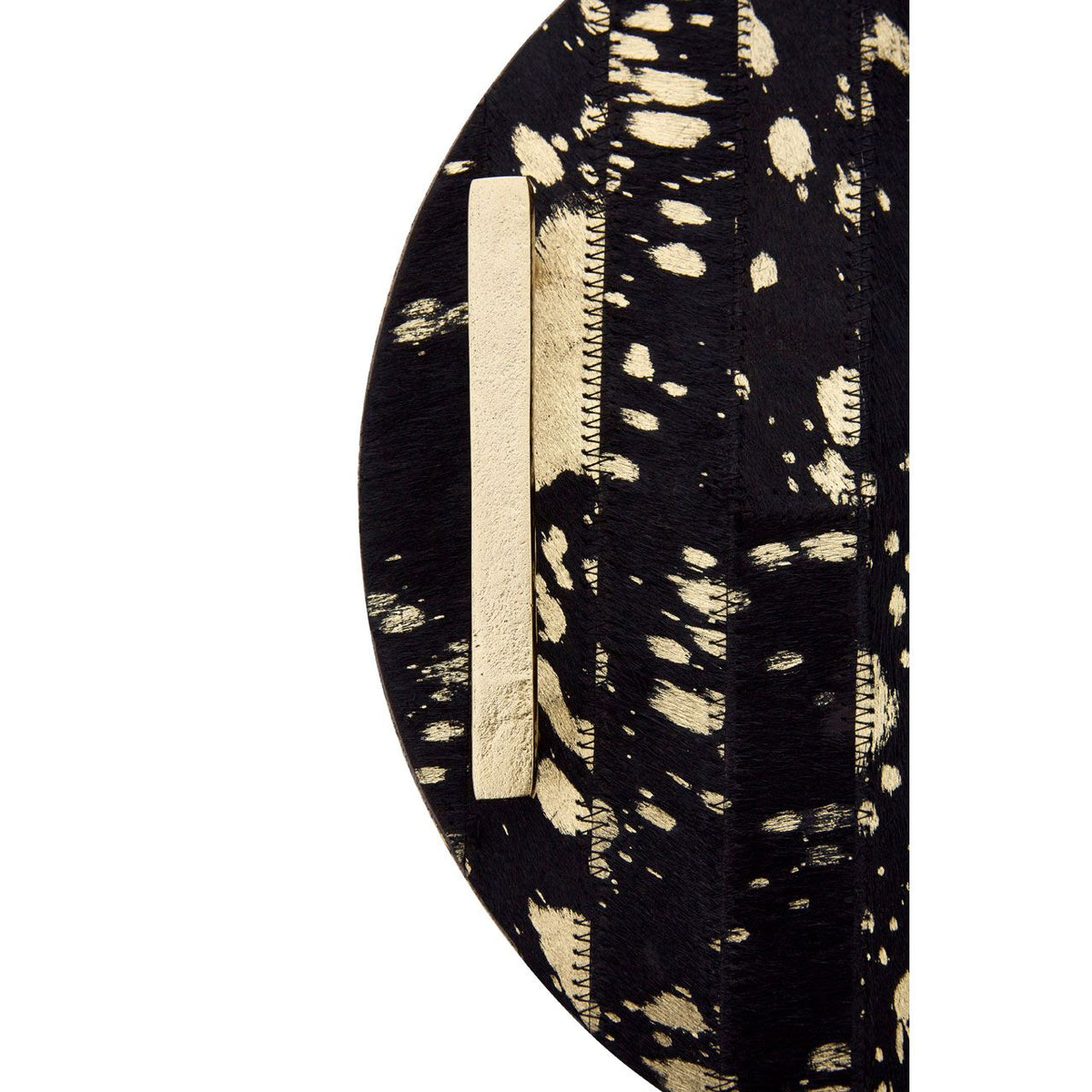 Bowerbird Cowhide Round Tray 30cm with Gold Handles