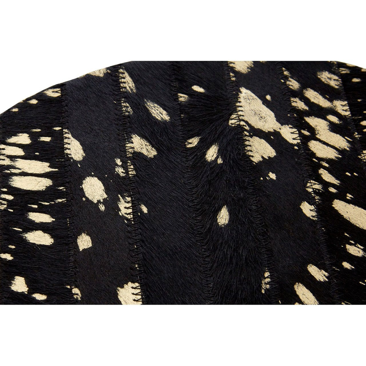 Bowerbird Cowhide Round Tray 30cm with Gold Handles
