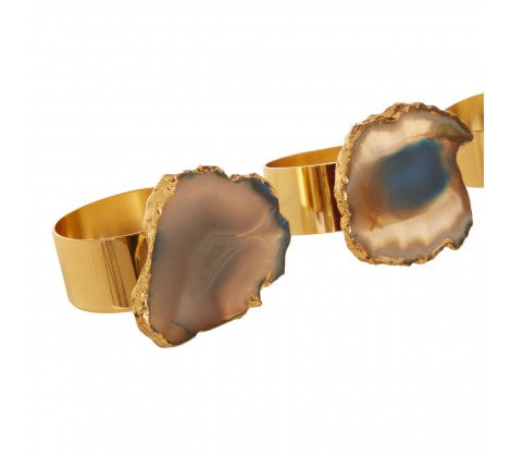 Agata Blue / Gold Napkin Rings - Set of 4
