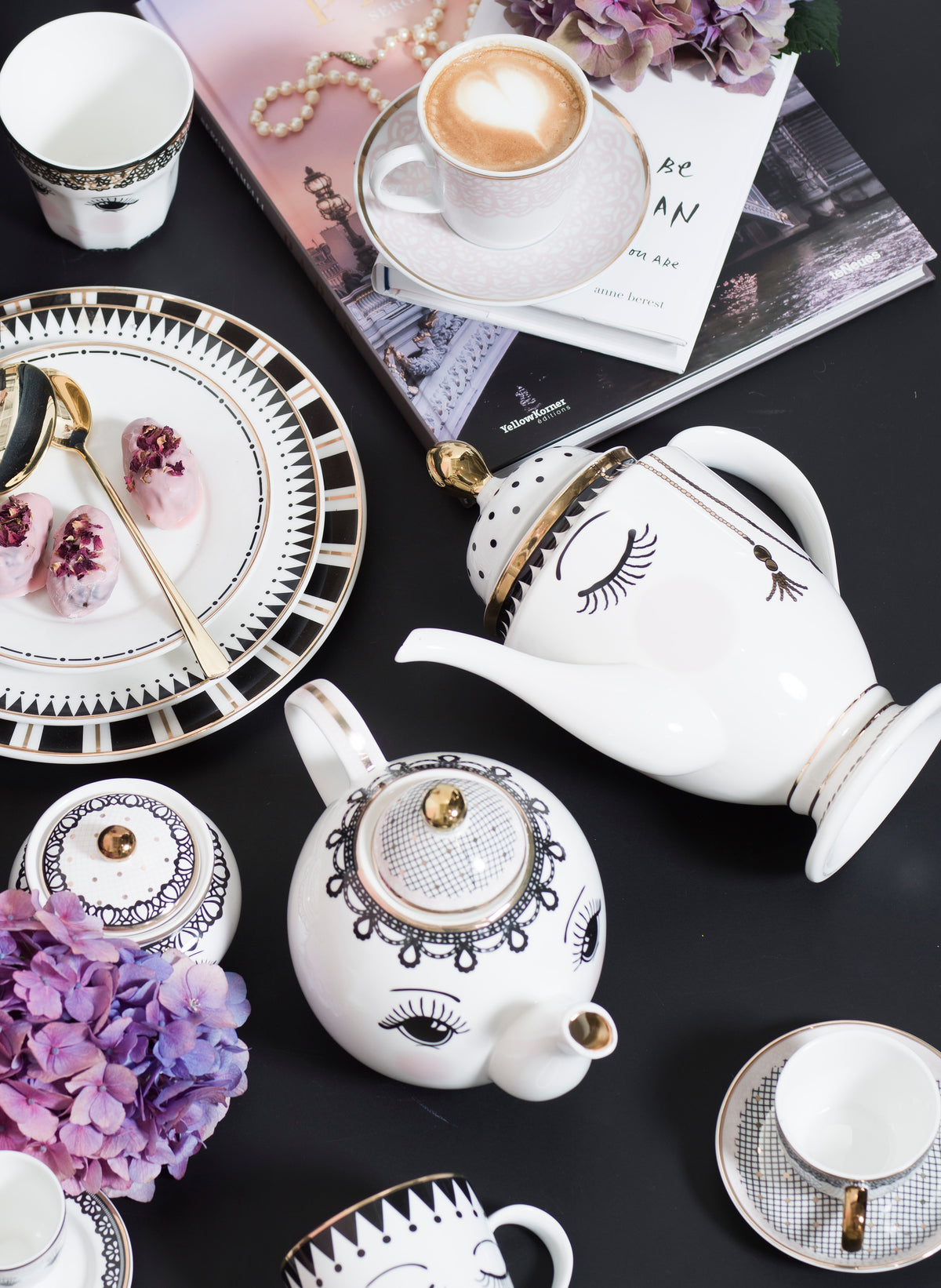 Miss Etoile closed eyes tea and coffee pot