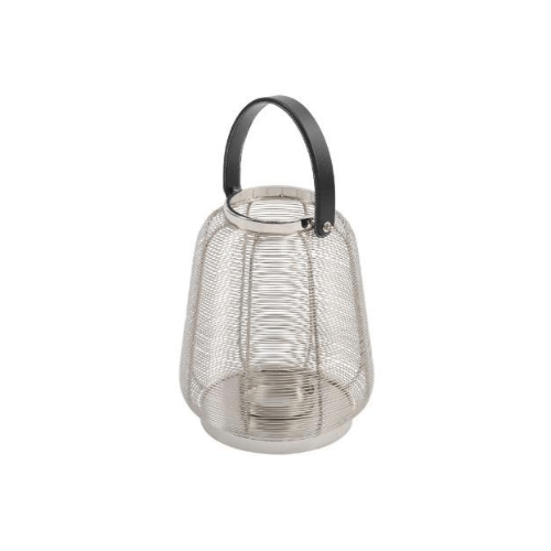 Polished Silver Small Stainless Steel Wire Lantern - SAK Home