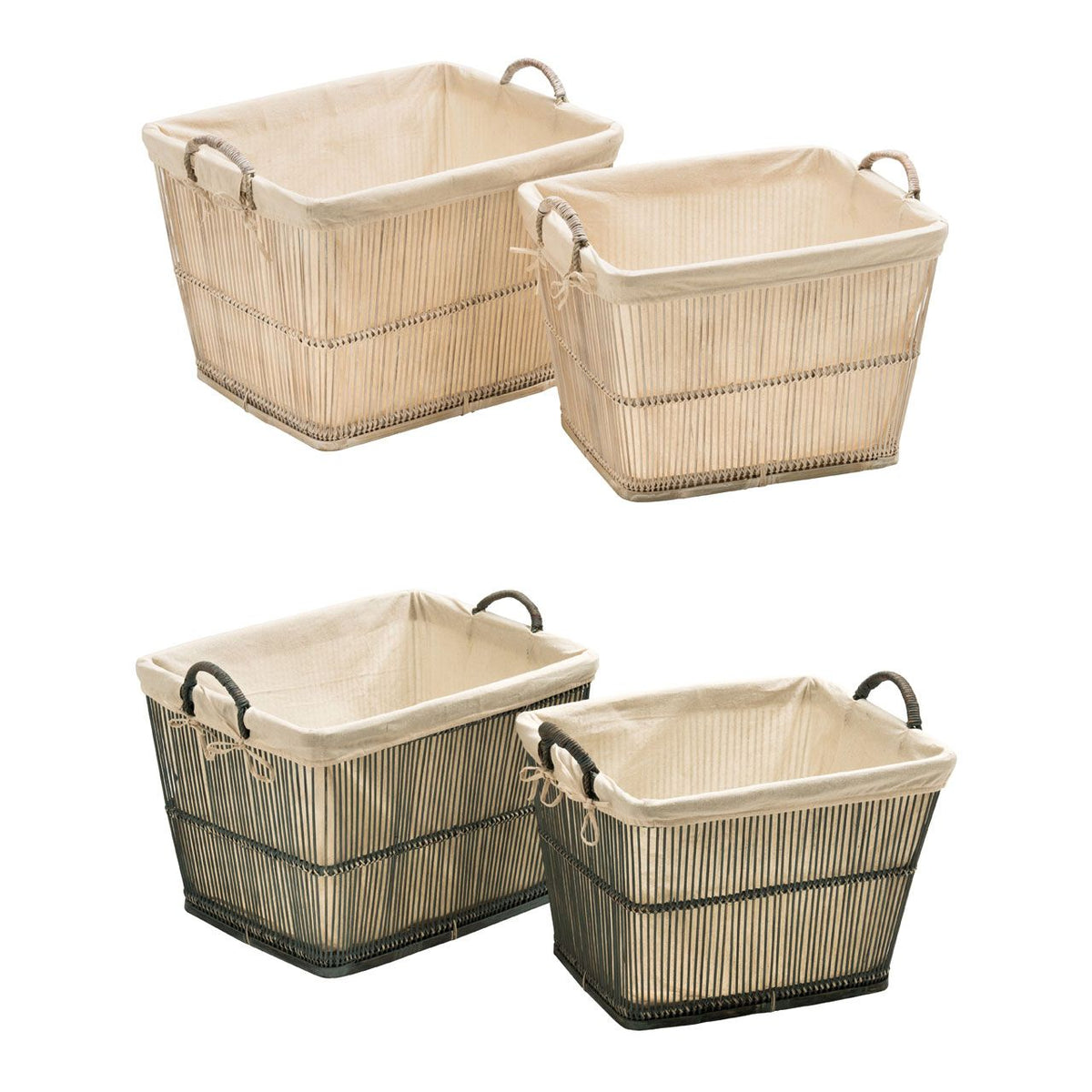 Grey Rustic Bamboo Storage Baskets - Set of 2