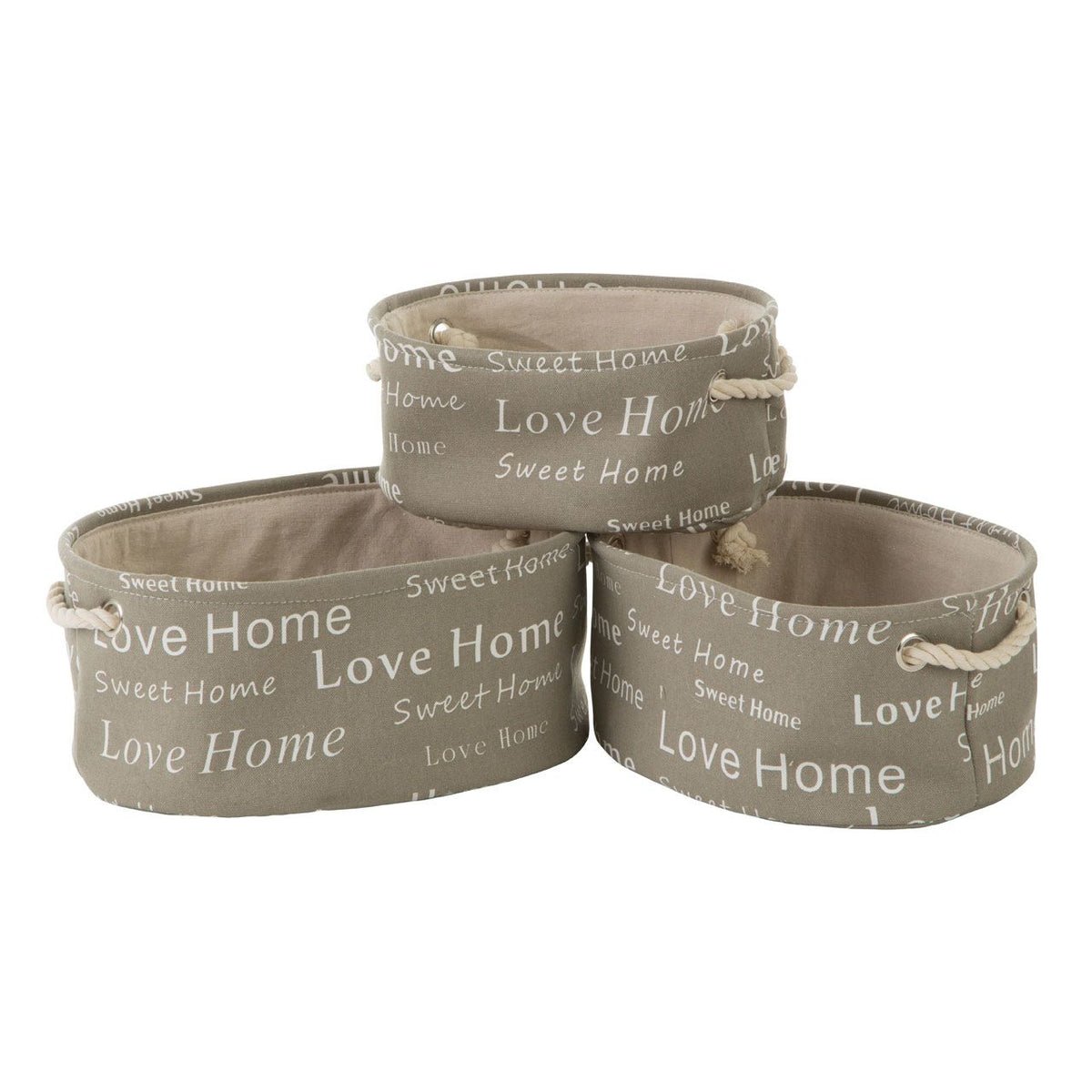 English Words Oval Storage Hampers - Set of 3