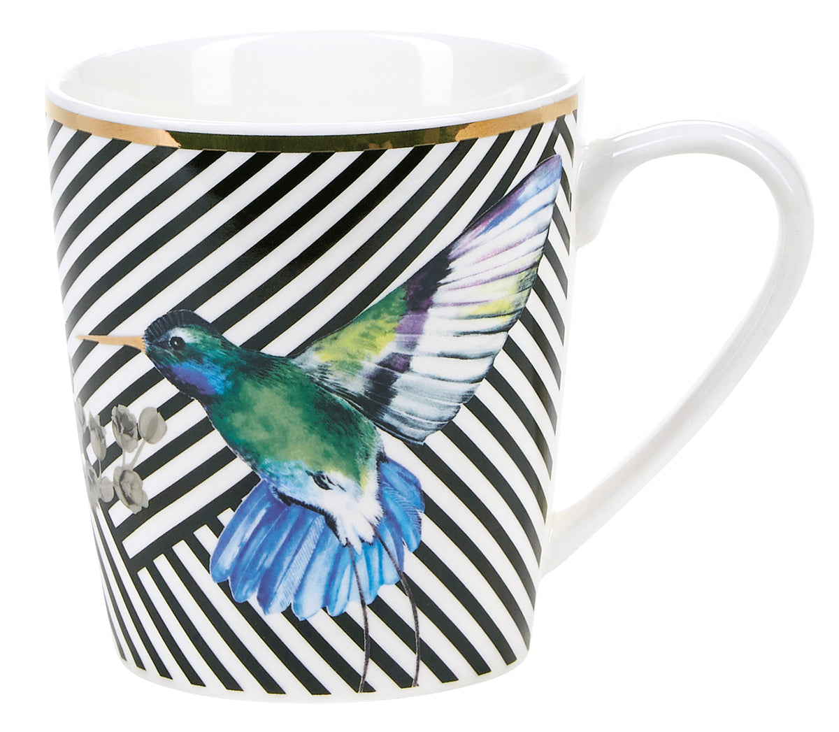 Miss Etoile Bird & Stripes Coffee Mugs - Set of 2