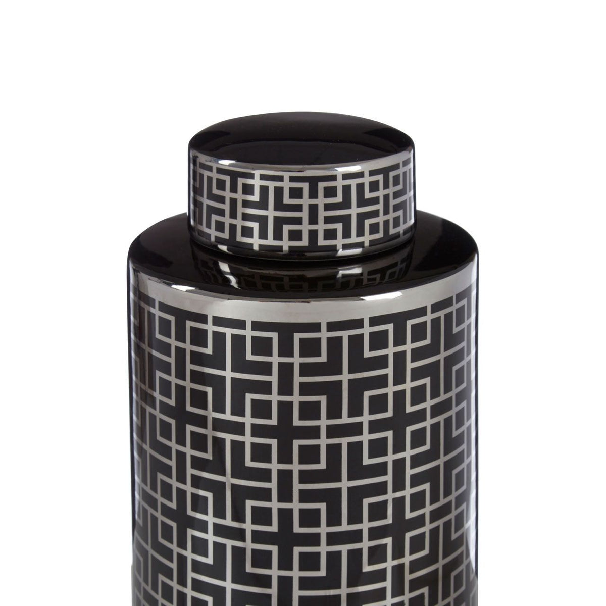 Maria Large Ceramic Jar Glossy Black Finish