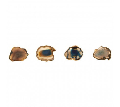 Agata Blue / Gold Napkin Rings - Set of 4