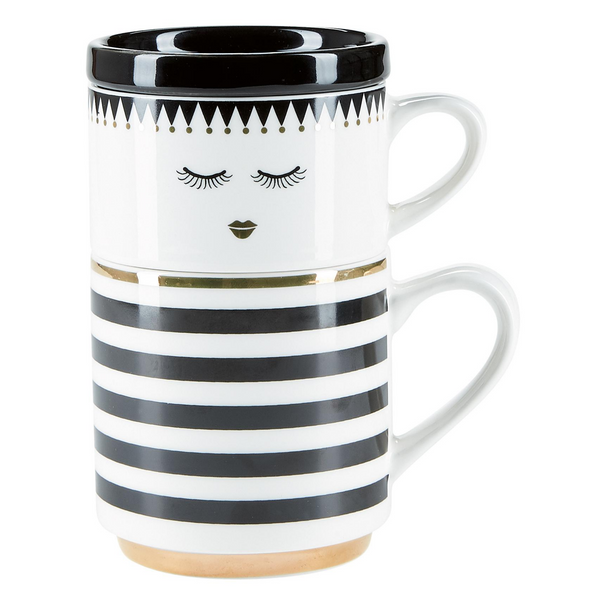 Miss Etoile Closed eyes and stripes coffee mug - SAK Home