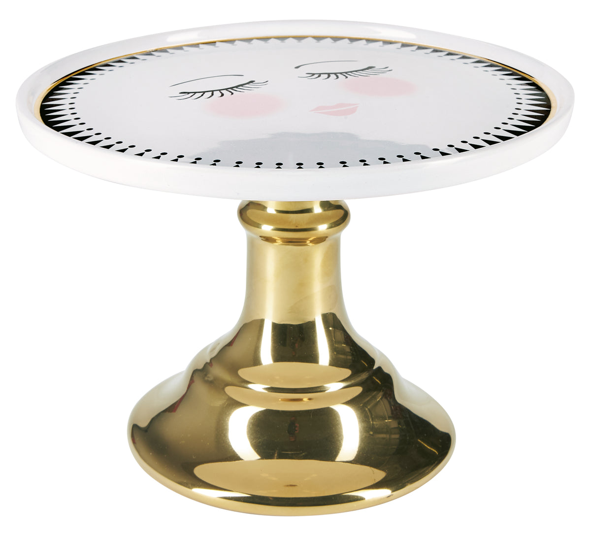 Miss Etoile Closed Eyes Cake Stand with Gold Foot - Large