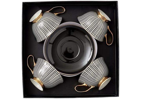 Set of 4 Parisienne Collection Cup & Saucer in Black - SAK Home