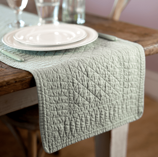 Mary Berry Signature Cotton Table Runner in Pistachio - SAK Home