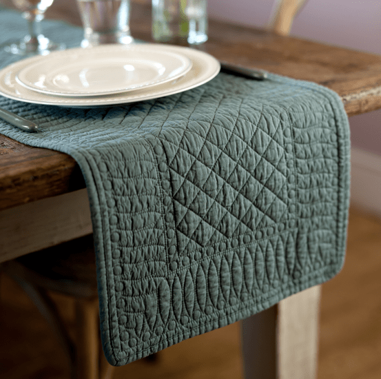 Mary Berry Signature Cotton Table Runner in Sea Green - SAK Home